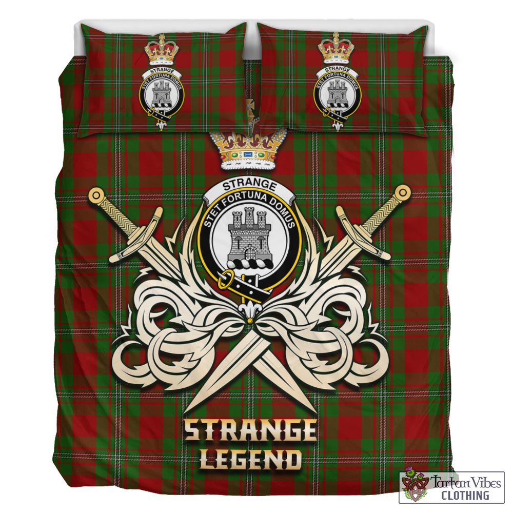 Tartan Vibes Clothing Strange Tartan Bedding Set with Clan Crest and the Golden Sword of Courageous Legacy