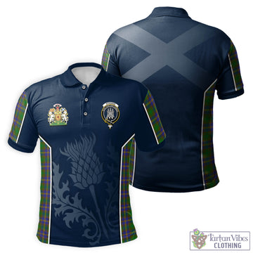Strange of Balkaskie Tartan Men's Polo Shirt with Family Crest and Scottish Thistle Vibes Sport Style