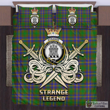 Strange of Balkaskie Tartan Bedding Set with Clan Crest and the Golden Sword of Courageous Legacy