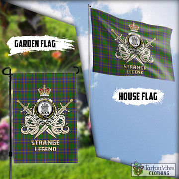 Strange of Balkaskie Tartan Flag with Clan Crest and the Golden Sword of Courageous Legacy