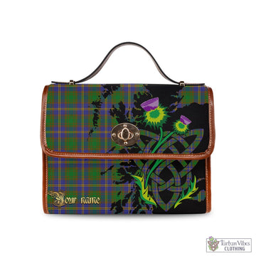 Strange of Balkaskie Tartan Waterproof Canvas Bag with Scotland Map and Thistle Celtic Accents