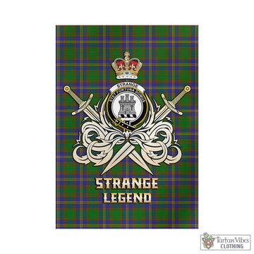 Strange of Balkaskie Tartan Garden Flag with Clan Crest and the Golden Sword of Courageous Legacy
