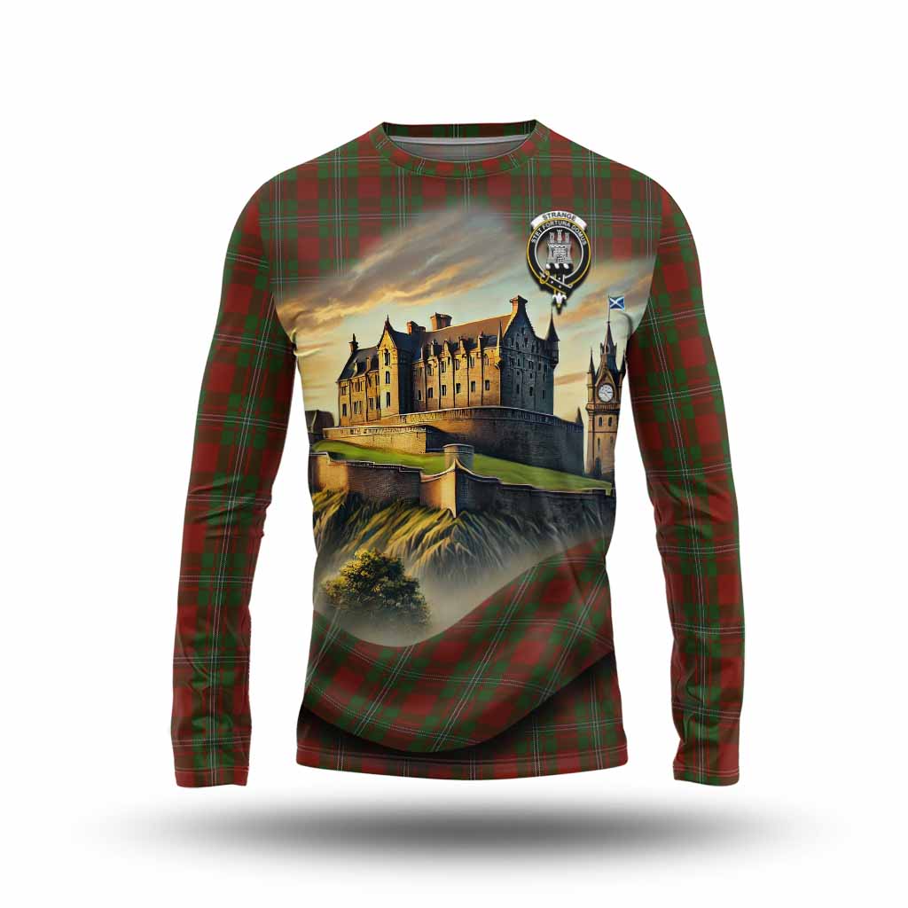 Tartan Vibes Clothing Strange (Strang) Tartan Family Crest Long Sleeve T-Shirt with Scottish Ancient Castle Style