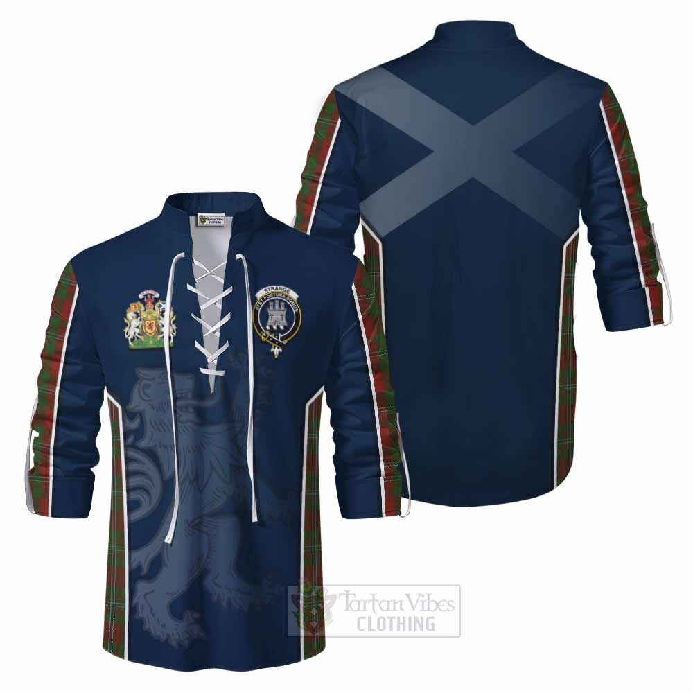 Tartan Vibes Clothing Strange (Strang) Tartan Ghillie Kilt Shirt with Family Crest and Lion Rampant Vibes Sport Style