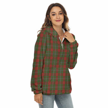 Strange (Strang) Tartan Women's Borg Fleece Hoodie with Half Zip