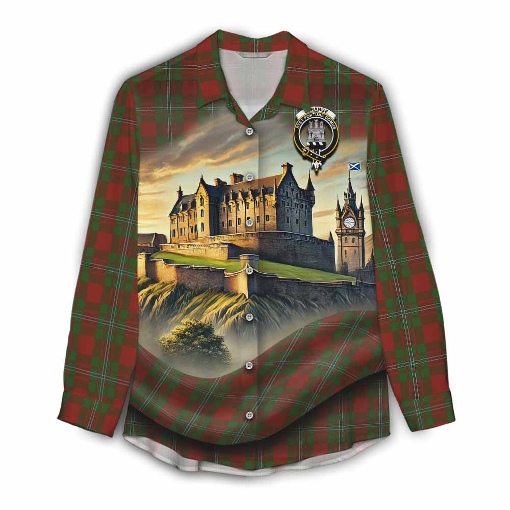 Tartan Vibes Clothing Strange (Strang) Tartan Family Crest Women's Casual Shirt with Scottish Ancient Castle Style