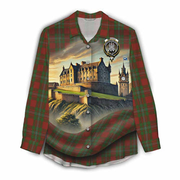 Tartan Vibes Clothing Strange (Strang) Tartan Family Crest Women's Casual Shirt with Scottish Ancient Castle Style