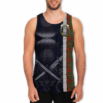 Strange (Strang) Tartan Men's Tank Top with Family Crest Cross Sword Thistle Celtic Vibes