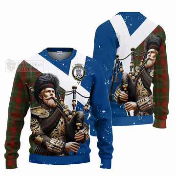Tartan Vibes Clothing Strange (Strang) Tartan Knitted Sweater with Family Crest Scottish Bagpiper Vibes