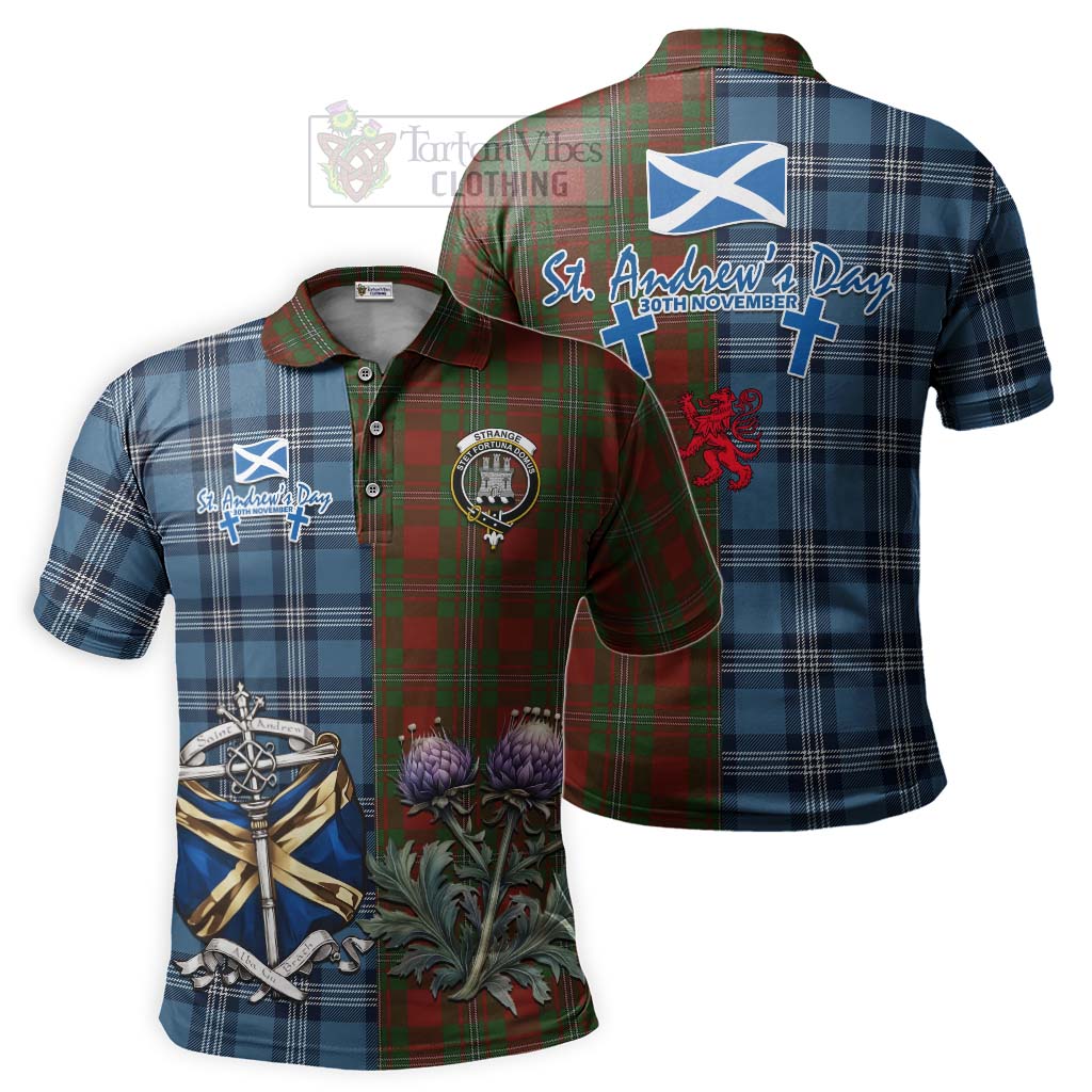 Tartan Vibes Clothing Strange (Strang) Tartan Polo Shirt Happy St. Andrew's Day Half Tartan Style