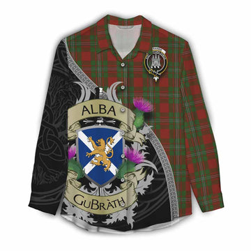 Tartan Vibes Clothing Strange (Strang) Tartan Family Crest Women's Casual Shirt Lion Rampant Royal Thistle Shield Celtic Inspired