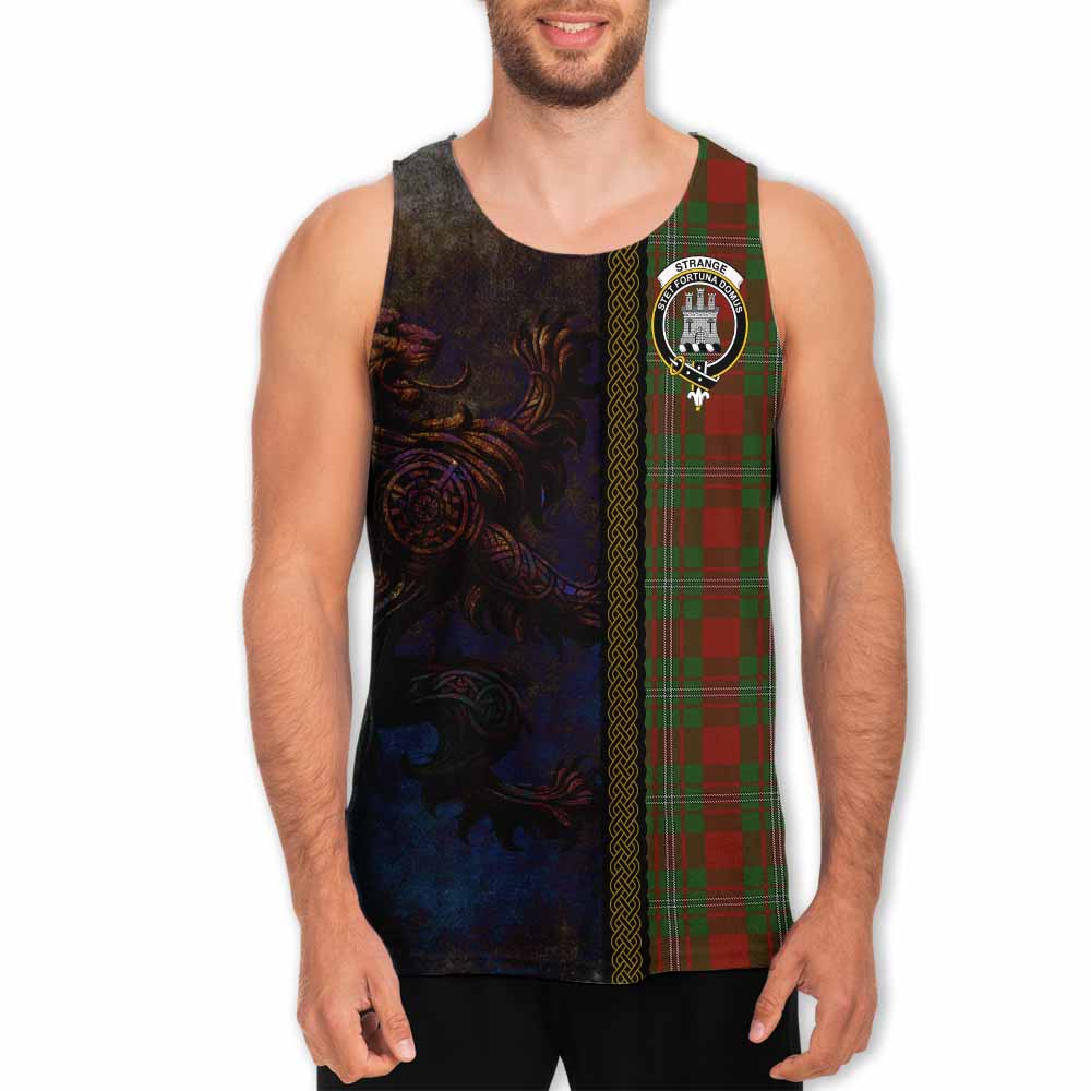 Tartan Vibes Clothing Strange (Strang) Tartan Family Crest Men's Tank Top Alba Gu Brath Be Brave Lion Ancient Style