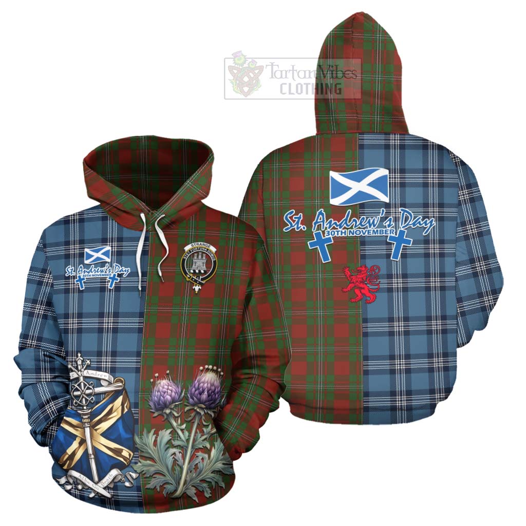 Tartan Vibes Clothing Strange (Strang) Tartan Hoodie Happy St. Andrew's Day Half Tartan Style