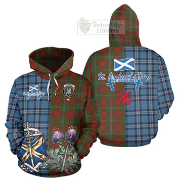 Tartan Vibes Clothing Strange (Strang) Tartan Hoodie Happy St. Andrew's Day Half Tartan Style
