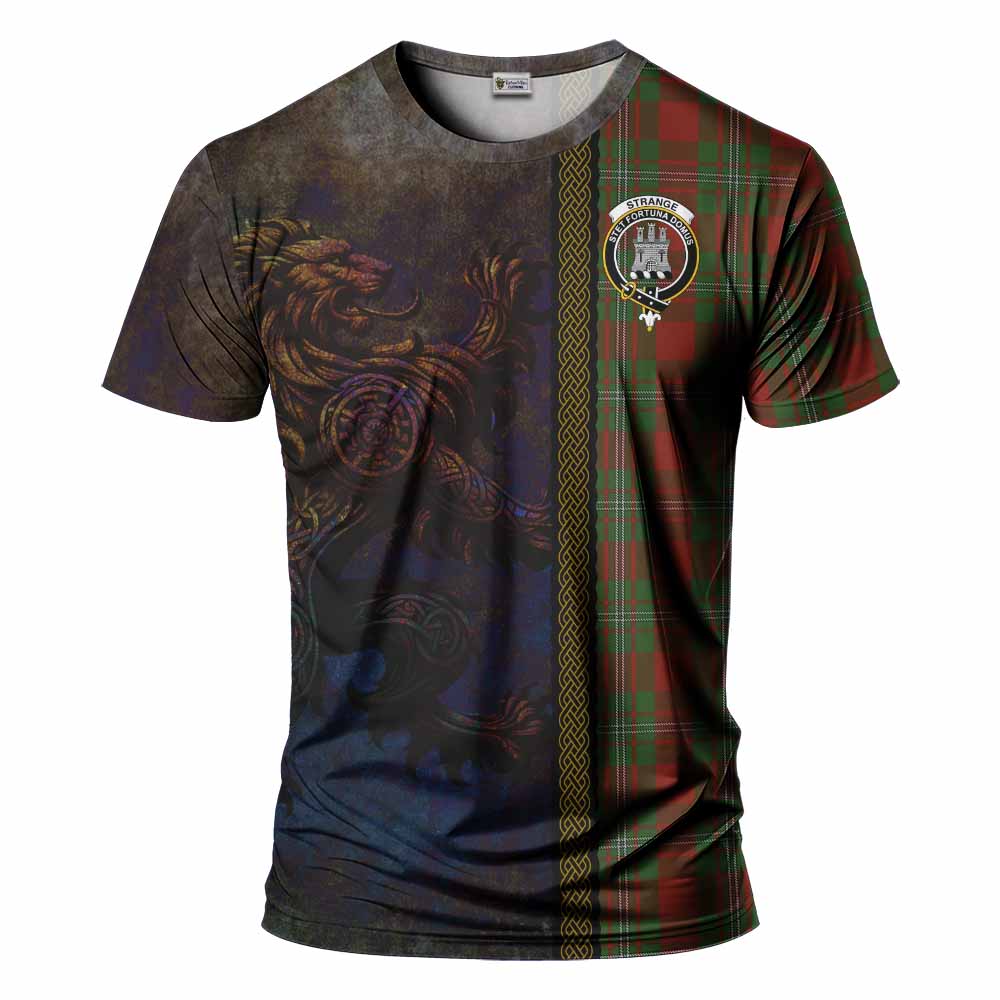 Tartan Vibes Clothing Strange (Strang) Tartan Family Crest T-Shirt Alba Gu Brath Be Brave Lion Ancient Style