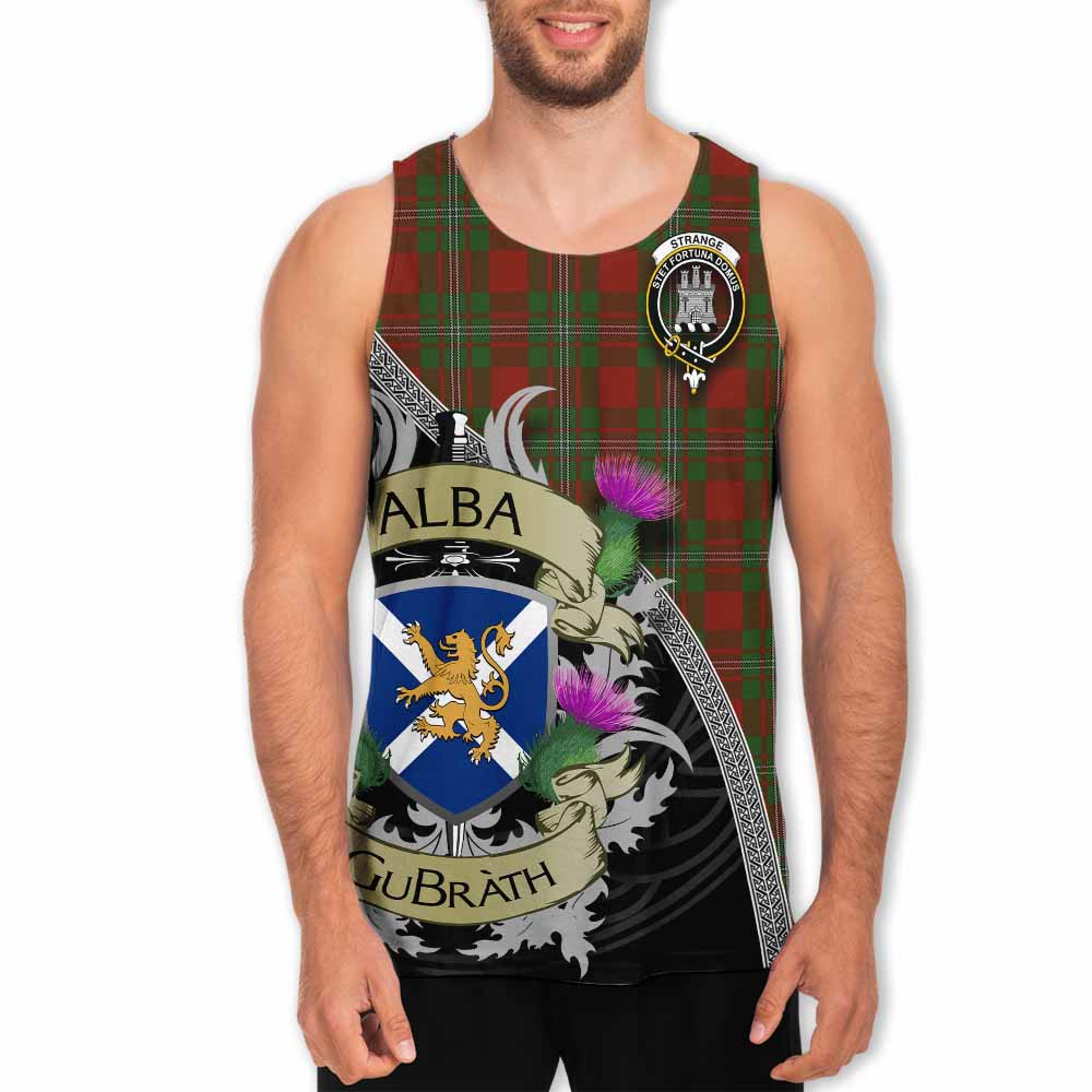 Tartan Vibes Clothing Strange (Strang) Tartan Family Crest Men's Tank Top Lion Rampant Royal Thistle Shield Celtic Inspired