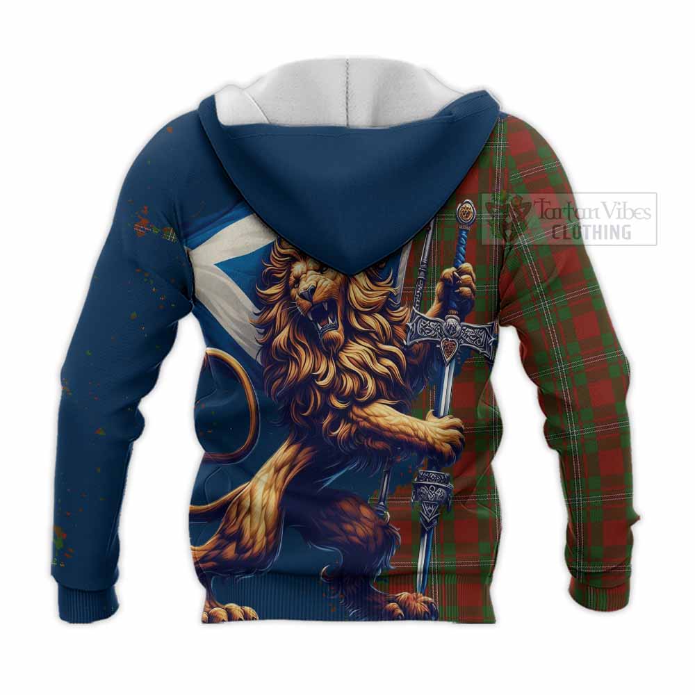 Tartan Vibes Clothing Strange (Strang) Tartan Family Crest Knitted Hoodie with Scottish Majestic Lion