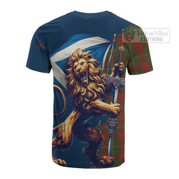 Strange (Strang) Tartan Family Crest Cotton T-shirt with Scottish Majestic Lion