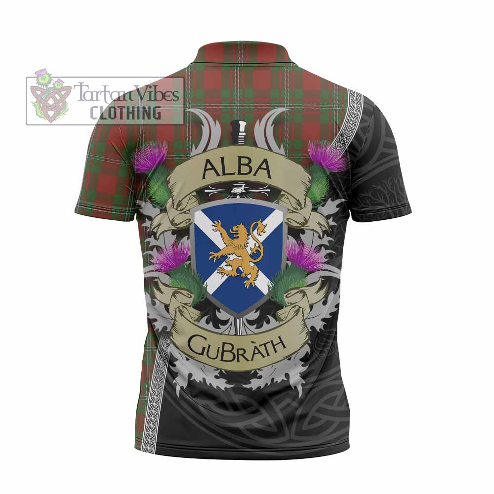 Tartan Vibes Clothing Strange (Strang) Tartan Family Crest Zipper Polo Shirt Lion Rampant Royal Thistle Shield Celtic Inspired