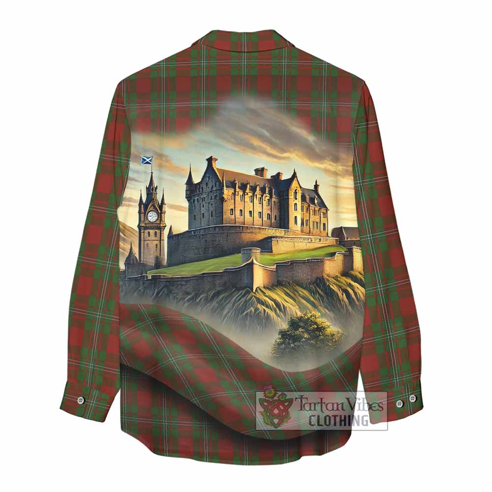 Tartan Vibes Clothing Strange (Strang) Tartan Family Crest Women's Casual Shirt with Scottish Ancient Castle Style