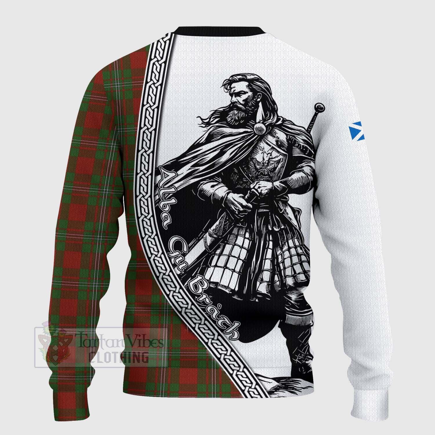Tartan Vibes Clothing Strange (Strang) Tartan Clan Crest Knitted Sweater with Highlander Warrior Celtic Style