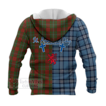 Strange (Strang) Tartan Knitted Hoodie Happy St. Andrew's Day Half Tartan Style