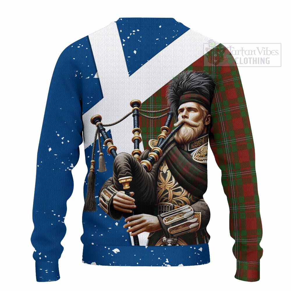 Tartan Vibes Clothing Strange (Strang) Tartan Knitted Sweater with Family Crest Scottish Bagpiper Vibes
