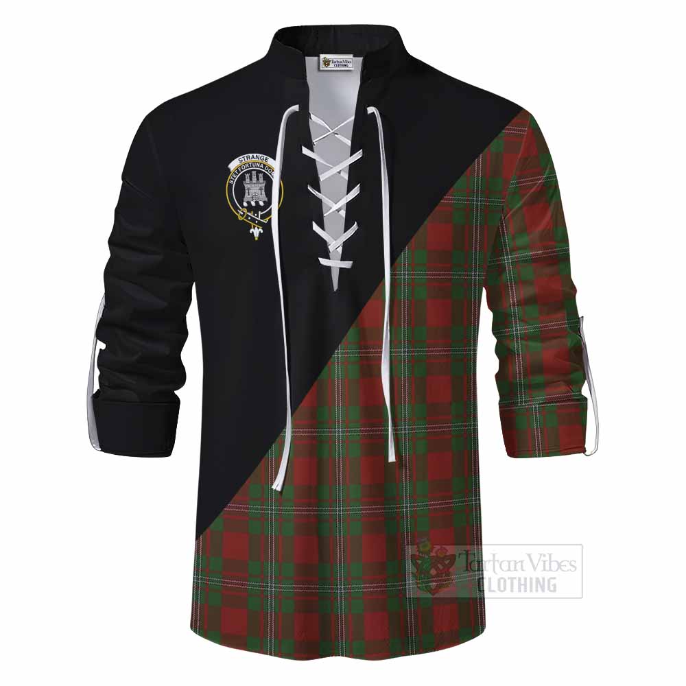 Tartan Vibes Clothing Strange (Strang) Tartan Ghillie Kilt Shirt with Family Crest and Military Logo Style