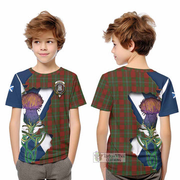Tartan Vibes Clothing Strange (Strang) Tartan Family Crest Kid T-Shirt Scottish Thistle Celtic Inspired