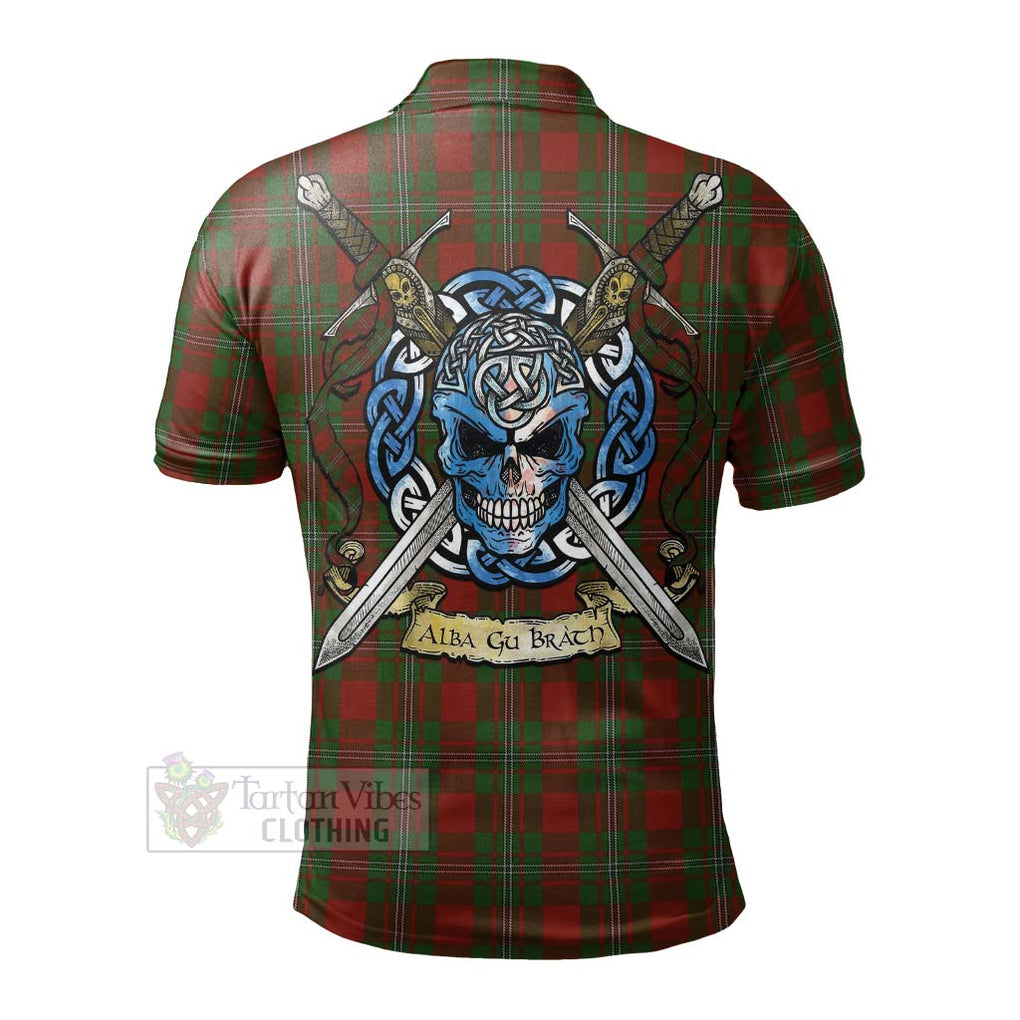 Tartan Vibes Clothing Strange (Strang) Tartan Polo Shirt with Family Crest Celtic Skull Style