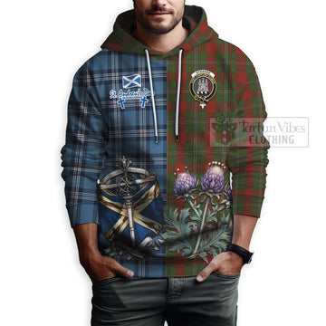 Tartan Vibes Clothing Strange (Strang) Tartan Hoodie Happy St. Andrew's Day Half Tartan Style