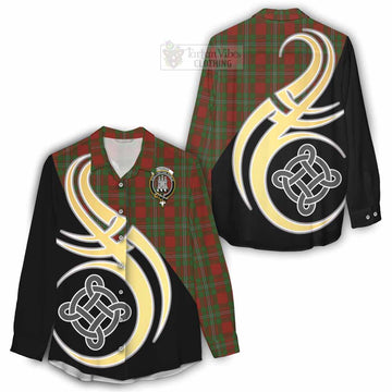 Tartan Vibes Clothing Strange (Strang) Tartan Women's Casual Shirt with Family Crest and Celtic Symbol Style