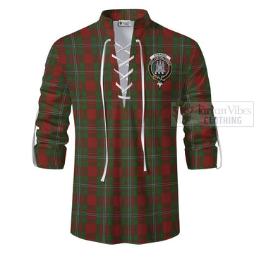 Tartan Vibes Clothing Strange (Strang) Tartan Ghillie Kilt Shirt with Family Crest and Bearded Skull Holding Bottles of Whiskey
