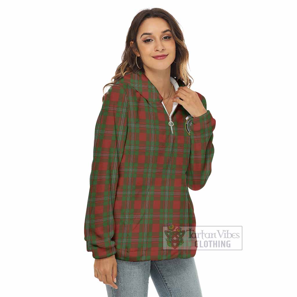 Tartan Vibes Clothing Strange (Strang) Tartan Crest Women's Borg  Half Zip Fleece Hoodie
