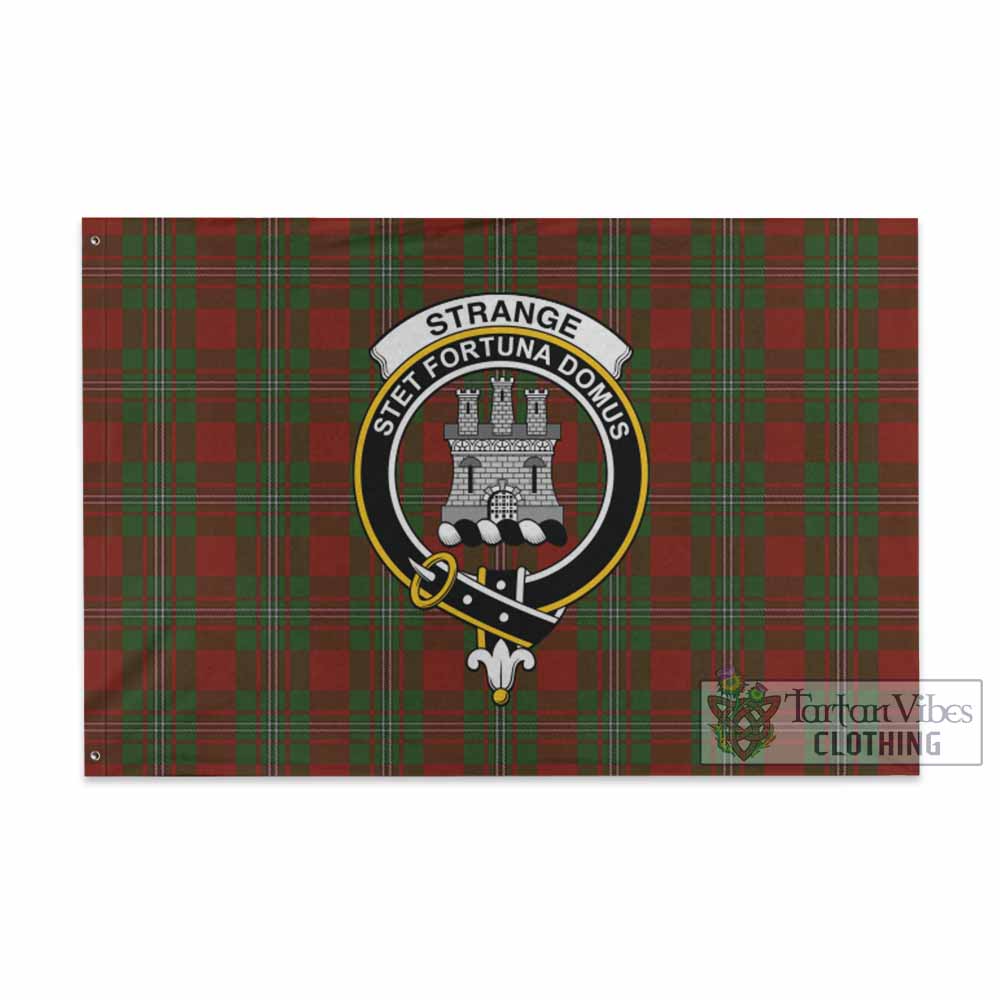 Tartan Vibes Clothing Strange (Strang) Tartan House Flag with Family Crest