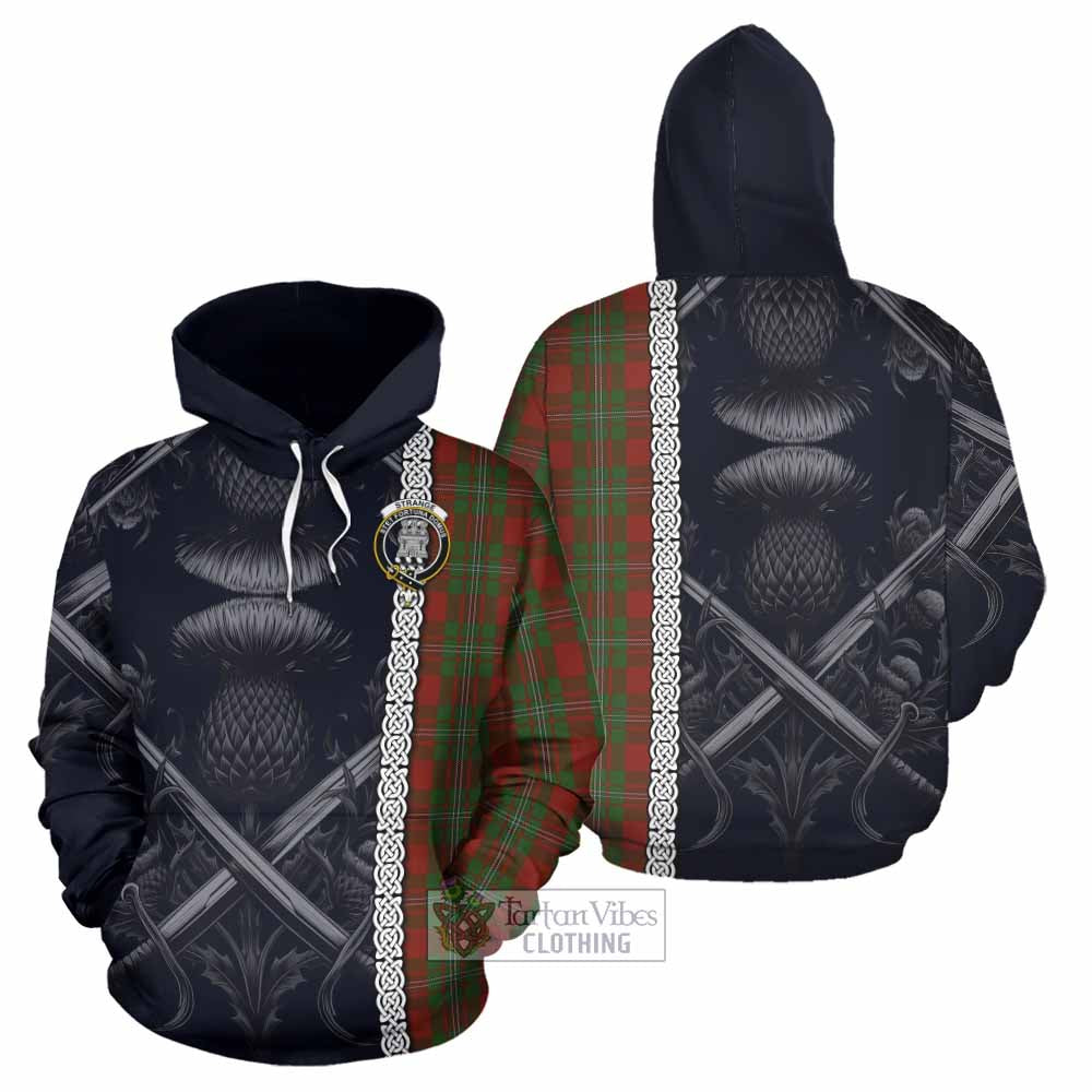 Tartan Vibes Clothing Strange (Strang) Tartan Hoodie with Family Crest Cross Sword Thistle Celtic Vibes