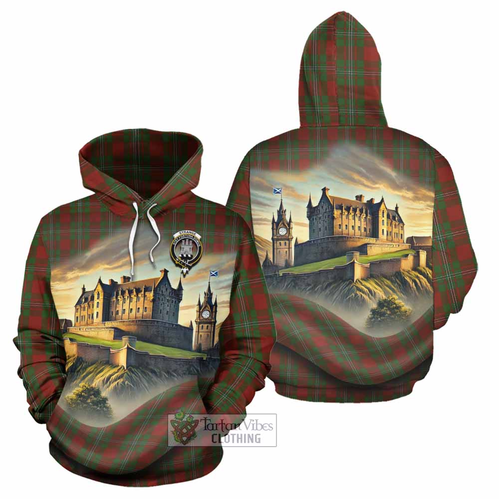 Tartan Vibes Clothing Strange (Strang) Tartan Family Crest Hoodie with Scottish Ancient Castle Style