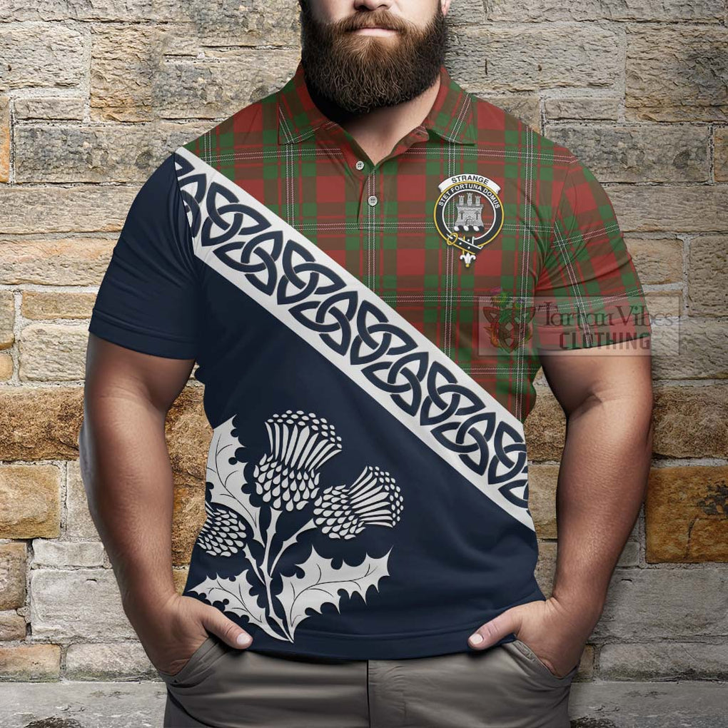 Strange (Strang) Tartan Polo Shirt Featuring Thistle and Scotland Map - Tartanvibesclothing Store