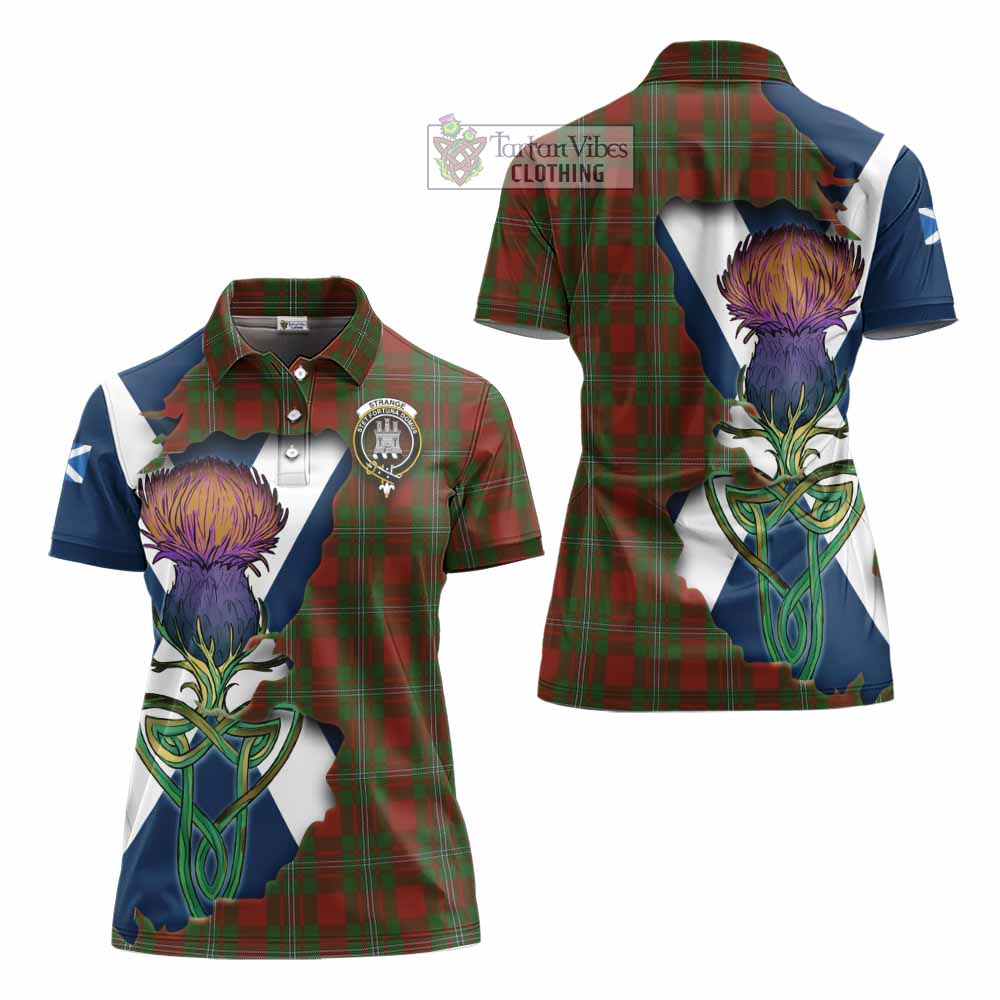 Tartan Vibes Clothing Strange (Strang) Tartan Family Crest Women's Polo Shirt Scottish Thistle Celtic Inspired