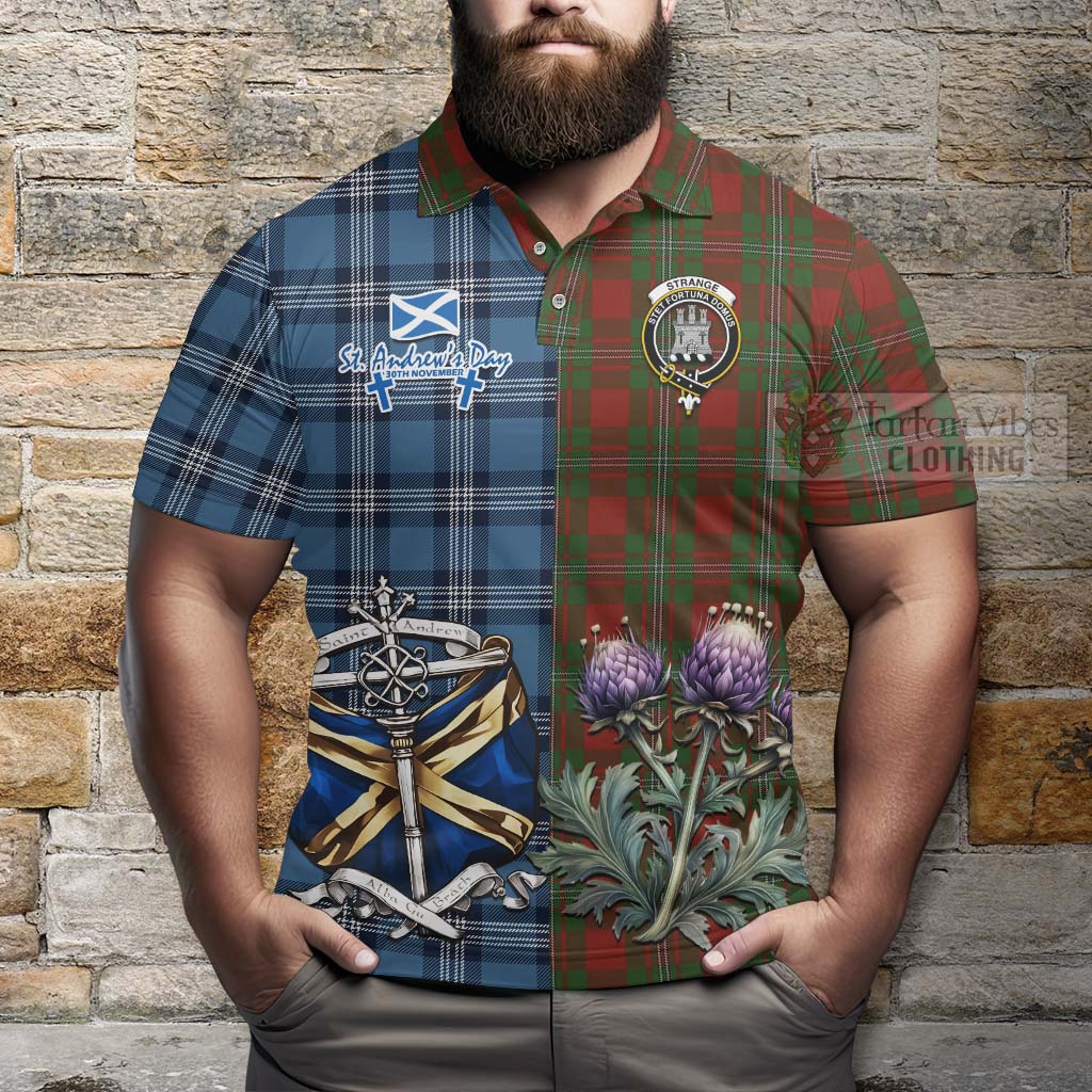 Tartan Vibes Clothing Strange (Strang) Tartan Polo Shirt Happy St. Andrew's Day Half Tartan Style