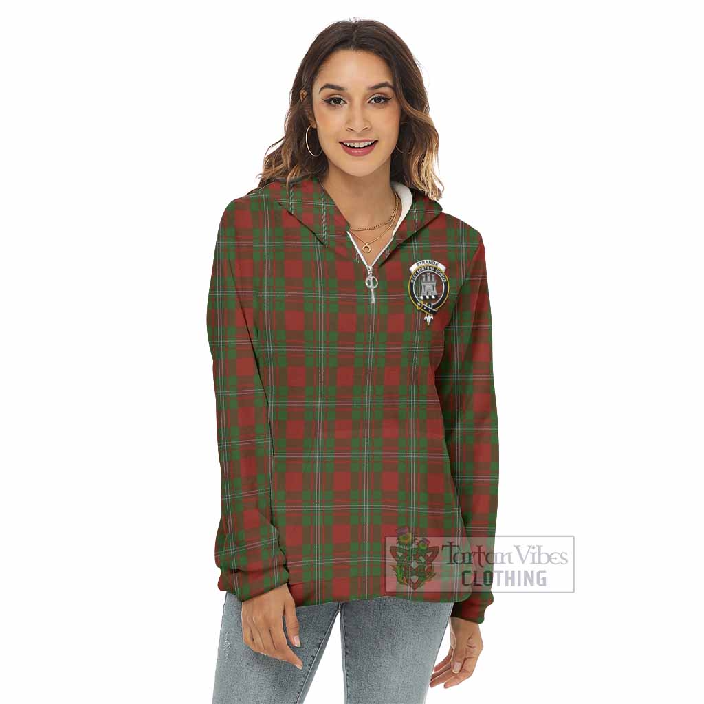 Tartan Vibes Clothing Strange (Strang) Tartan Crest Women's Borg  Half Zip Fleece Hoodie