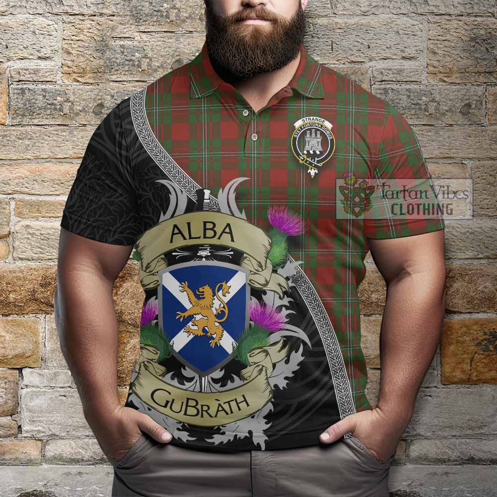 Tartan Vibes Clothing Strange (Strang) Tartan Family Crest Polo Shirt Lion Rampant Royal Thistle Shield Celtic Inspired
