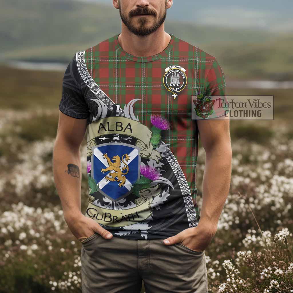 Tartan Vibes Clothing Strange (Strang) Tartan Family Crest T-Shirt Lion Rampant Royal Thistle Shield Celtic Inspired