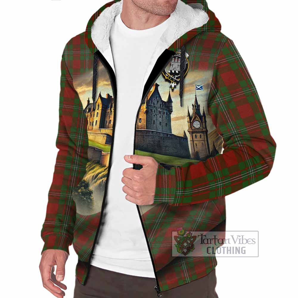 Tartan Vibes Clothing Strange (Strang) Tartan Family Crest Sherpa Hoodie with Scottish Ancient Castle Style