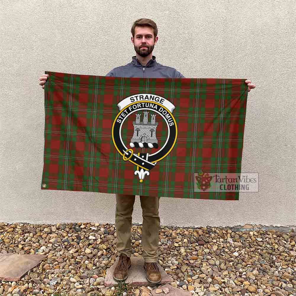 Tartan Vibes Clothing Strange (Strang) Tartan House Flag with Family Crest