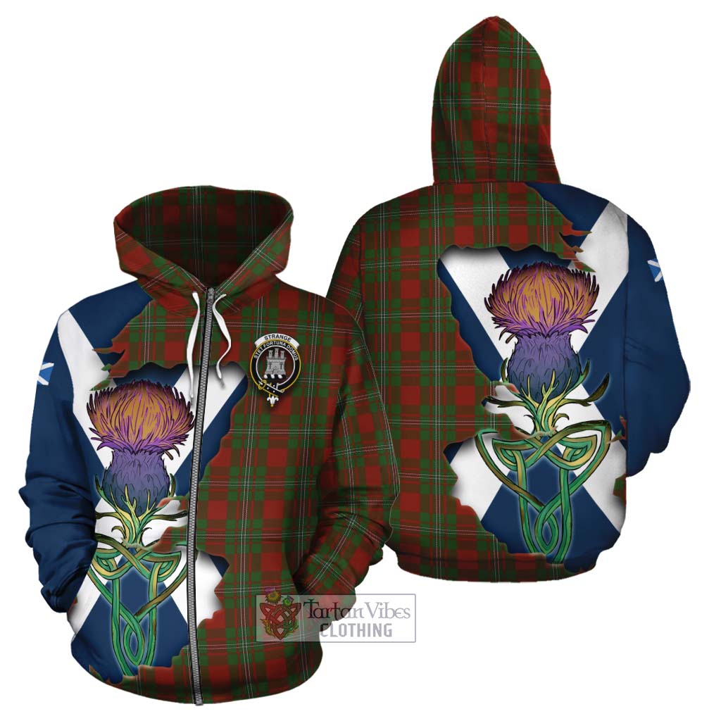 Tartan Vibes Clothing Strange (Strang) Tartan Family Crest Cotton Hoodie Scottish Thistle Celtic Inspired
