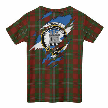 Strange (Strang) Clan Crest In Me Tartan Kid T-shirt Scotland Flag Style