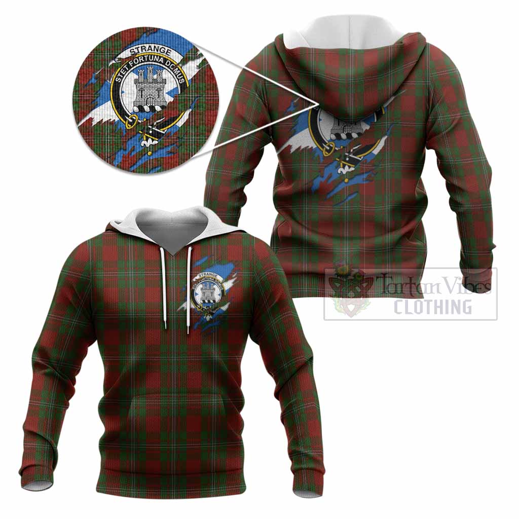 Strange (Strang) Clan Crest In Me Tartan Knitted Hoodie Scotland Flag Style