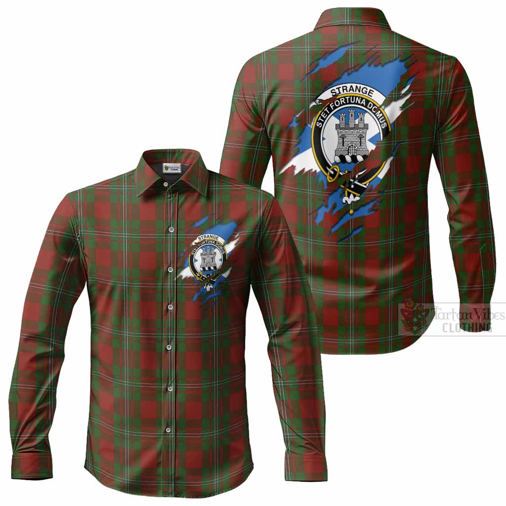 Strange (Strang) Clan Crest In Me Tartan Long Sleeve Button Shirts Scotland Flag Style