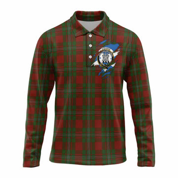 Strange (Strang) Clan Crest In Me Tartan Long Sleeve Polo Shirt Scotland Flag Style
